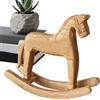 Generico Scultura Di Cavallo | Cavallo a Dondolo Artigianale in Legno - Ornamento Artigianale Intagliato a Mano per Bambini Camera Fattoria Libreria Decorazione Rustica