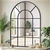 LunaMirror 75 x 100 cm specchio per finestra ad arco con cornice in alluminio nero specchio da parete per interni soggiorno corridoio ingresso esterno decorazione giardino
