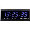 GMSLuu Orologio da parete a LED con visualizzazione della data e della temperatura, grande visualizzazione a LED, orologio da parete moderno, vetro + plastica, 48 x 19 x 3 cm (blu)