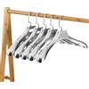 DFZHiuat Grucce appendiabiti resistenti, con barra antiscivolo per pantaloni, colore oro, salvaspazio, per camicette, abiti, camicie, giacche, pantaloni, argento
