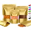 Plaphy 100 Sacchetti in Alluminio Stand Up con Finestra e Zip(Oro,10x15cm) | Buste Doypack Richiudibili per Alimenti, Sacchetti Mylar Ermetici per Confezionare e Conservare Caffè, Tè, Caramelle, Spezie
