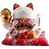 caapmony Maneki Salvadanaio Gatto,Salvadanaio in Porcellana, Giapponese Feng Shui Fortunato con Nappa in Stile Gatto Cinese della Fortuna per la Decorazione di Porte e uffici
