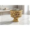 Mondocreazioni Vaso mezza pigna in ceramica porta fiori soprammobile oro gic (10 X H 9 CM ART 649)