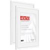 HIMEETIME® 2x Cornice per foto 40x50 cm,Legno di Quercia,Bianco,Passepartout 30x40cm,Cornice 40x50 con Vetro artificiale infrangibile- Cornice per Grande Quadro,Poster-Solo esposizione da parete