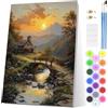 EOBROMD Dipingere con i Numeri Adulti con Telaio, Tramonto in Campagna Paint by Numbers, Paesaggio Kit di Pittura acrilica Fai-da-Te per Adulti con Pennelli Pittura a Pigmento Acrilico 20x30cm