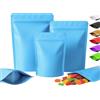 Plaphy 100 Sacchetti Mylar in Alluminio Stand Up Richiudibili,Blu,10x15cm | Buste Doypack Ermetiche Opache per Alimenti, Sacchetti con Zip per Confezionare e Conservare Caffè, Tè, Caramelle, Spezie