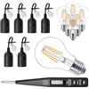 VEUWOLM 6 pezzi attacco E27 attacco lampada ristrutturazione attacco cantiere E27 + tester di tensione VDE - 6 pezzi lampadina LED bianco caldo - attacco di ricambio 250V, attacco cantiere con cavo