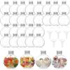 SUMTree 30 bottiglie di plastica fai da te con coperchio in alluminio, multiuso, trasparente, per caramelle, tè, aromi, bracciale (forma sferica, 150 ml, con 5 tramite)