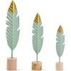 xianynow 3 Pezzi di Sculture Moderne in Legno e Metallo con Piume Decorative - Soprammobili Oggettistica per la Casa Moderna, Design Sculture Moderne, Oggetti Decorativi Particolari, Soggiorno, Camera da Letto