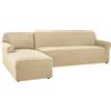OKJK Copridivano con penisola Elasticizzato Jacquard per Soggiorno, Copridivano angolare Combinato, Lavabile in Lavatrice, Adatto alla Maggior Parte dei divani (Beige,Part B-B 145-185cm)