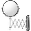 ZHANGY Specchio Cosmetico da Parete Telescopico Deluxe, Trucco Ingranditore Estensibile Acciaio Inox, con Testa Girevole 360°,a Doppia Faccia Specchio Ingranditore (Silver White A 8 Inches 3 X)