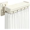 YNNHUDEEP Asta per tenda da doccia senza fori, pieghevole in 5 posizioni, montaggio a parete, a forma di L/U, asta per tenda da doccia senza fori, per angolo/vasca da bagno, pieghevole e salvaspazio (bianco)
