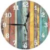 Generic Orologio da parete in legno rustico colorato, stile vintage, silenzioso, senza ticchettio, a batteria, per soggiorno, camera da letto, cucina, ufficio, decorativo