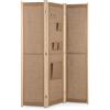 LIFEZEAL Separè a 3 Pannelli, in Legno Massello e Tessuto, con 4 Tasche, 2 Ganci per Portaoggetti, Montato, Decorativo, Divisorio Interno, Paravento Pieghevole, Parete Divisoria, Separatore di Spazio