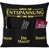 KAMACA Cuscino decorativo con scritta in lingua tedesca Möge die Relax, cuscino decorativo con imbottitura e 3 tasche, regalo per uomini, per giocatori, divano, per la festa del papà, compleanno