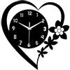 SiaBiced Orologio da Parete Acrilico Silenzioso Creativo Decorativo Moderno con Numeri Scavati Forma Cuore E Fiori Adatto per Ufficio Matrimonio, Nero