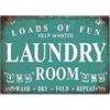 Geroclonup Targa in metallo vintage con scritta Laundry Room Loads Of Fun, per casa, bagno, lavanderia, decorazione per la casa, 30 x 40 cm