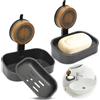 Umllpet 2 Pezzi Portasapone con Ventosa, Supporto Sapone Senza Forare, Montaggio a Parete, Autodrenante, Per Doccia Bagno Cucina, Resistente all'Acqua, Rimovibile, Porta-Spugna, Decorazione Casa
