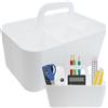HVIHWI Cesto organizer HVIHWI, multiuso in plastica con 5 scomparti, impilabile, per bricolage, arte, trucco, forniture ufficio, 25x15x11 cm (bianco)