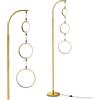 HOMASIS Lampada Soggiorno da Terra, Lampada da Salotto con Luce LED Dimmerabile a 3 Luminosità, Interruttore a Pedale, Design Pendente a 3 Cerchi, Piantana da Pavimento per Camera da Letto, Soggiorno