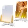 cimsfcor Set di 2 cornici portafoto in acrilico a sublimazione con base in legno a forma di U, luci notturne a LED, cornici per Natale, San Valentino, matrimoni