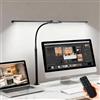 fuaoddda Lampada Scrivania LED con Morsetto, Luce Scrivania LED a Doppia Testa 1200LM, Lampada da Scrivania per PC con Telecomando, Collo d'Oca Flessibile, 10 Luminosità e 5 Modalità Colore (Nero)