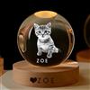 MINXLTD Luce LED Personalizzata Con Foto Di Animali Domestici Incisa Su Cristallo Rotondo, Ritratto Di Animale Domestico In Cristallo(6 cm)