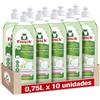 Frosch Lavastoviglie a Mano Liquido Lozione Ecologico Aloe Vera, Dermo-sensibile, Pulizia efficace e protegge la pelle, confezione da 10 pezzi x 750 ml