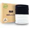 Haarallerliebst Set di 12 elastici per capelli da donna, piatti senza metallo, in cotone biologico e gomma naturale, in gomma nera e bianca per una forte tenuta, delicati su capelli e ambiente