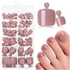 Bryxora Unghie Finte per Piedi Press-On Nude Scuro, Unghie per Piedi Adesive, Set Completo Pedicure Fai Da Te con 120 Pezzi di Unghie Artificiali Quadrati Rosa Polveroso e Accessori
