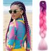 MY-LADY Extension per Treccine Africane 60cm [3 Ciocche] Ombre Viola/Fucsia/Rosa 300g Treccine Extension Capelli Sintetici Jumbo Braiding Hair Crochet Twist