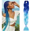 MY-LADY Extension per Treccine Africane 60cm 100g Ombre Blu marino/Azzurro Treccine Extension Capelli Sintetici Jumbo Braiding Hair Crochet Twist