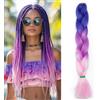 MY-LADY Extension per Treccine Africane 60cm 100g Ombre Blu scuro/Viola chiaro/Rosa chiaro Treccine Extension Capelli Sintetici Jumbo Braiding Hair Crochet Twist