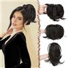 FESHFEN Coda Capelli Extension Corta con Pinza Sintetici Posticci per Donna | Coda Finta Capelli con Filo Metallico Piegabile Ciuffo DIY Ponytail Extensions Coda di Cavallo, Castano Nero