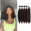 Ohobloom Hair Dark Brown Boho Braids Synthetic Hair Extensions in Brown, Maroon French Curl Braids Pre-Stretched with A Natural Look for Travel and Vacation (#4, 16 Inch)