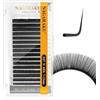 NAGARAKU Individuale Ciglia Classiche 1:1 Voluminose Delle Singole Finte Morbide Naturali Nero Opaco Eyelash One to One Nero 16 File Alta Capacità Uso Professionale in Salone (0.07mm N Curl 7-15mm)