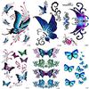 Yesallwas,tatuaggi temporanei a farfalla per donne, sexy, 6 pezzi, impermeabili, di lunga durata, finti tatuaggi , 6 cm x 10,5 cm (lunghezza x larghezza)