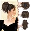 FESHFEN Coda Capelli Extension Corta con Pinza Sintetici Posticci per Donna | Coda Finta Capelli con Filo Metallico Piegabile Ciuffo DIY Ponytail Extensions, Castano Scuro misto Ramato Chiaro