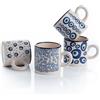 Elyese Set di 4 tazze da caffè in ceramica, da 141,7 g, fatte a mano, tazze da espresso da 7 cm, tazze da caffè multicolore Demitasse, adatte a microonde e lavastoviglie, set di tazze da caffè (NAZAR CHARM)