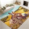 Generic Tappeto con animali rurali, 120 x 180 cm, giallo, per soggiorno, camera da letto, decorazione per la casa, 3D, campagna, colline, asino, tappeto ultra morbido antiscivolo per interni