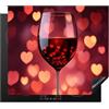 KitchenYeah© Protector Vitroceramica 58x51 cm Tapa para induccion Placa Encimera Cubre de Protectora Cocina Tinto - Vino - Corazón - Regalos San Valentin Hombre
