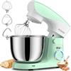POWWA Impastatrice Planetaria, POWWA 5L Multifunzione Robot Impastare, Professionale Portable 10+Pulse Velocità con Uncino Impastatore, Mescolatore, Frusta Sbattitric (Green White)