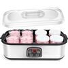 Dreamhigh® Yogurtiera Elettrica, Yogurtiera per Yogurt Greco, Fohere 8 Vasetti da 180 ml In Vetro, con LCD Display, Timer 48 Ore e Controllo Costante Della Temperatura, Ideale per Yogurt Fatti In Casa
