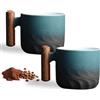 Hengrongshen Set di 2 tazze da caffè espresso (2 x 70 ml) in ceramica, con manico, mini tazza da tè, tazza da caffè per espresso, tè (set da 2 - blu)