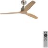 CREATE / WINDSTYLANCE M/Ventilatore da soffitto ABS nichel pale effetto legno naturale con telecomando / 40W, Silenzioso, Ø132 cm, 6 velocità, estate-inverno, doppia altezza, motore DC