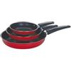 SICIGNANO CASALINGHI Sicignano Tris di Padelle Antiaderenti, Rosso, Alluminio, PFOA Free, Manico in Bachelite, Ø16x3,5h / Ø20x4,5h / Ø26x5,5h cm, Set 3 Pezzi