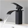 CECIPA Rubinetto Bagno Lavabo Nero a Cascata, Miscelatore Lavabo Bagno, Miscelatore per Bagno in Ottone e Acciaio Inox, altezza del beccuccio 85 mm