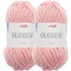 Stafil Cloudy Filato Ciniglia Extra Morbido per Amigurumi Giganti, 2 Gomitoli da 200 g e 60 m ciascuno, Ø 10 mm, Colore Rosa