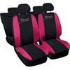 Rebeca Shop 500x Copri-sedili Auto Compatibili 500x | Set Coprisedile Anteriori e Posteriori | Logo Ricamato | Airbag Compatibile | Accessori Auto Interno … (Nero/Fucsia)