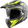 Bogotto FG-102 Safari Casco ribaltabile in fibra di vetro per Enduro, nero opaco/grigio/giallo, S